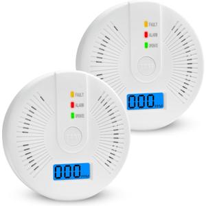 Carbon Monoxide Detector,Carbon Monoxide Alarm With LED display, CO Alarms Monitor for Home Safety,Comply with EN50291 Standard (AA Battery NOT Included) (white)
