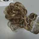 CJL HAIR 2PCS Messy Bun Hair Pieces Wavy Curly Synthetic Updo Chignon Fake Scrunchies Ponytail Extension for Women Brunette/Ash Blonde