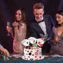 Beeveer 42 Pcs Casino Cake Topper Decorations with Candles Poker Game Chips Player Happy Birthday Cake Pick Set for Las Vegas Scene Birthday Party Decoration
