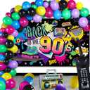 Breling 80s 90s Party Decorations: 80's 90's Party Bundle Includes Inflatable Radio Boombox and Mobile Phone, Backdrop, 55 Balloons, 80s 90s Supplies