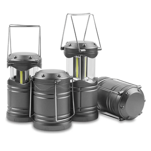 Lichamp LED Camping Lantern, 4 Pack Battery Powered Flashlight for Power Outages, Portable Collapsible Hanging Light Essential for Home, Outdoor, Emergency Lamp Survival Kit Gear for Hurricane, Gray