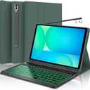 Keyboard Case for Samsung Galaxy Tab S10 FE/ S10 Lite 10.9 Inch, S9 FE Smart Backlit Keyboard case with Pen Holder for Tab S9 S8 S7 11", Green
