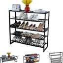 Shoe Rack Bamboo 5 Tier Shoe Organizer, Storage 20-25 Pairs for Closet Entryway, Stackable Large Tall Shoe Shelf Holder Stand Cubby for Door Hallway Bedroom Garage (5-tier-long/32.5*10.5*30.3in)