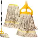 2 Pack 20ozCommercial Mop Heavy Duty Industril Cotton Mop, Cotton Commerical Industrial Grade Mop Replacements Heads for Home,mops for Floor Cleaning Heavy Duty,with 63'' Stainless Steel Mop Handle