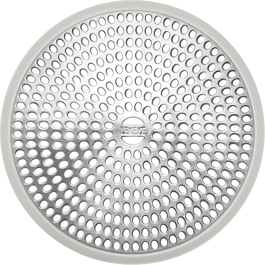 LEKEYE Shower Drain Hair Catcher | Strainer | Shower Stall Drain Cover | Bathroom Drain Protector Stainless Steel and Silicone(Light Gray)