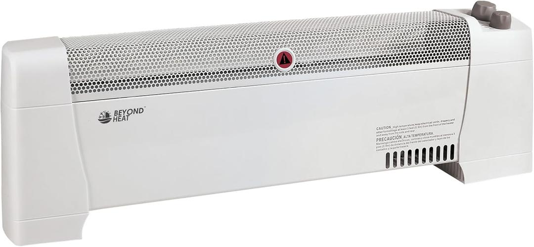 Electric Baseboard Heater, 1500W Convection Heater with Adjustable thermostat and Overheat Protection, Slient Operation Heater for indoor use, White