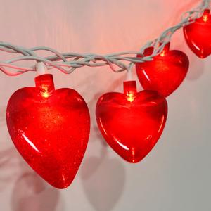 PASUTO Red Heart String Lights, 8.5Ft Valentines Day Decorations Light with 10 LED Red Heart Lights, Connectable Romantic Fairy Light for Wedding Valentine's Day Anniversary Indoor Party Decor