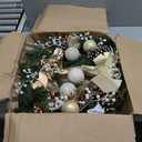 24 Champagne Christmas Wreaths for Front Door with Magnolia Fake Pearl, Christmas Door Wreath with Bow Golden Balls, Pine Needles Pine Cones for Home Wall Window Indoor Outdoor Xmas & Holiday Decor