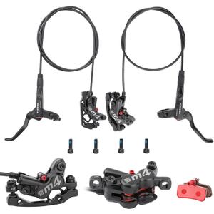 MEROCA M4 4-Piston Mountain Bike Hydraulic Disc Brakes Hydraulic Bike Brakes Front 800mm and Rear 1400mm with PM Adapter for 160mm Rotor