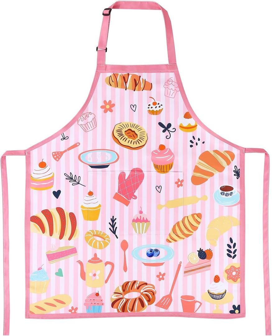 2 x Cute Baking Apron for Women, Kitchen Cooking Aprons for Women with 2 Pockets, Funny Baking Gifts for Women