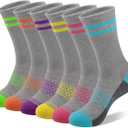 eallco Womens Crew Socks Athletic Calf Work Socks Running Long Cushioned Sole Socks 6 Pairs (M)