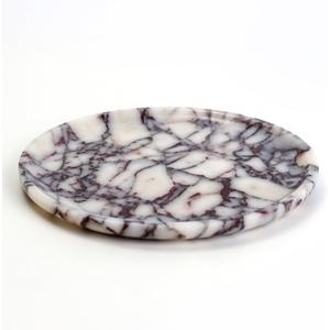 Natural Marble Tray, Coffee Table, Food, Fruit, Paper Cup, Cake Display, Coffee bar, Family Gatherings, Seasonal Holiday Decoration Tray(Viola-Circular-9.8"x9.8"x0.7")