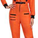 Women's Astronaut Costume Adult Space Suit Halloween Dress up (Small, Orange)