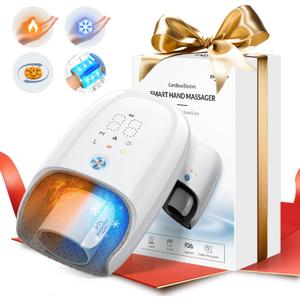 Hand Massager with Kneading Rollers,6 Modes and 2 Heating Options for Hot and Cold Therapy Hand and Wrist Massager for Arthritis Carpal Tunnel Relief (White)