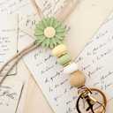 2 x Flower Teacher Lanyards ID Badge and Key Chain, Cute Silicone Beads Lanyard for Women Nurse Work Student (Lovelia)