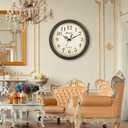 Geevon Vintage Wall Clock, Silent 18" Non Ticking Retro Round Clock Quartz Decorative Battery Operated Wall Clock for Kitchen, Office, Bedroom, Living Room, Classroom, Decor