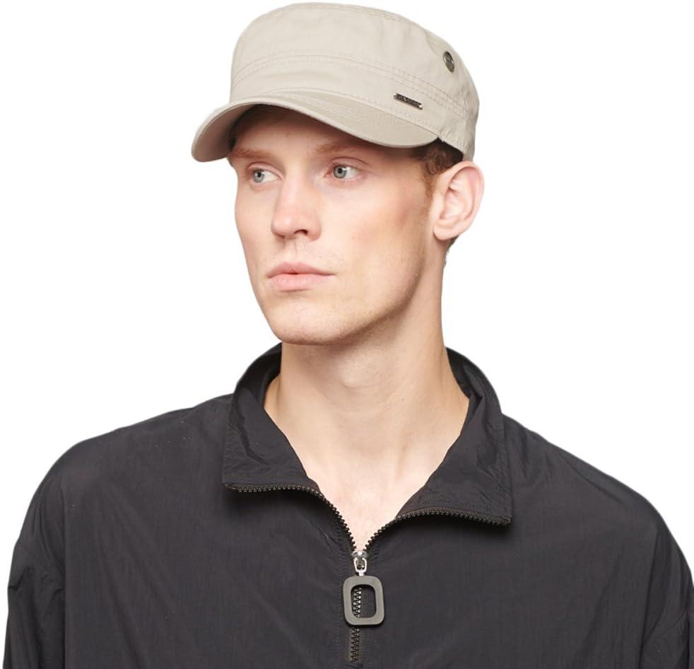 CACUSS Men's Cotton Army Cap Cadet Hat Trucker Dad Hat Military Flat Top Adjustable Vintage Baseball Cap (Beige)