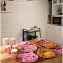 Sustainable Greetings Cat Birthday Party Supplies, Paper Plates, Napkins, Cups and Plastic Cutlery (Serves 24, 144 Pieces) - Cat Birthday Decorations - Kitten Party Decorations