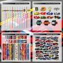 108PCS Race Car Party Favors - Themed Birthday Goodie Bags with Party Straws, Bubble Slap Bracelets, DIY Car Stickers, Pencil Caps