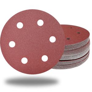 50 PCS 9 Inch 6 Hole 80 Grit Drywall Sanding Discs - 9" Hook & Loop Aluminum Oxide Sander Disc Grinding Abrasive Sandpaper for Powe Drywall Sander Wood Furniture Finishing