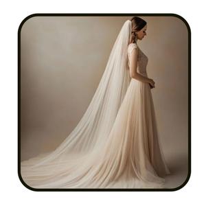 Ursumy Wedding 2T Veil Long Cathedral Veils Soft Tulle Bridal Veil with Comb (Ivory)