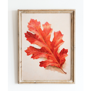 Fall Leaf Print | Oak Leaf Autumn Decor | Trendy Wall Art | Retro Rustic Farmhouse Print | Stylish Elegant Oil Painting | Housewarming Gift