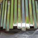 Antique Brass Ceiling Light Fixture in Drum Shape, 12.5 Semi Flush Mount Stained Tiffany Lamp with Mable Green Glass, 3 Light Round Ceiling Hanging Lighting for Foyer Hallway Bedroom Kitchen