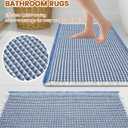 Smiry Waffle Bath Mat 60x24, Extra Soft Absorbent Bathroom Rugs, Non Slip Machine Washable Quick Dry Bath Rugs for Bathroom Floor, Tub, Shower, Home Decor Accessories, Blue & Cream