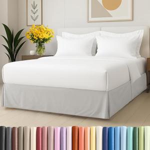 Pleated Bed Skirt Twin Size - 3 Sided Pleated Bed Skirt Twin - Ultra-Soft, Easy Fit with 18 Inch Tailored Drop - Hotel Quality, Wrinkle Free & Fade Resistant - For Women, Men, Kids & Teens - Dark Grey