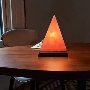 HL Himalayan Pink Salt Lamp  Pyramid Shape with Dimmer Switch & 2 Bulbs (15W)  Handcrafted Natural Crystal Rock Lamp for Home & Office Dcor