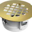 Shower Drain Replacement for Fiberglass & Plastic Shower Pans, Installs from Top Only, Chrome Fit for 4"- 4 1/2" Drain Flange & 2" ABS, PVC, Galvanized Steel & Cast Iron Drain Pipes (Gold)