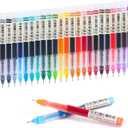 USUAL 24pcs Gel Ink Pens Liquid Ink Rollerball Multi Color Pen 0.5 mm Fine Point Smooth Writing Pens Cute Nurse Pen Back to School Supplies (Assorted Colors,Transparent)