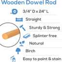 Dowel Rods Wood Sticks Wooden Dowel Rods 3/4 x 24 Inch Unfinished Hardwood Sticks for Crafts and DIYers 5 Pieces by Woodpeckers