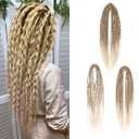 30 Inch 20 Strands DE Dreadlock Extensions Full Sets,2 In 1 Mixed Synthetic Dreads Extensions,Light Brown to Blonde Straight&Boho Dreads Extensions Hippie Style Dreadlock for Women