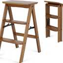 Kate 3-Step Foldable Wooden Step Ladder, 300 lb Capacity Solid Wood Step Stool for Photography Studio, Portrait Shooting, Home Kitchen & Living Room