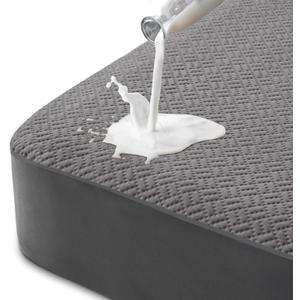 Hanherry 100% Waterproof Queen Size Mattress Protector, Grey, Rayon Made from Bamboo Terry Surface, 3D Air Fabric, 16 inch Deep Pocket, Cooling, Noiseless, Smooth, Breathable, Fits 21 inches