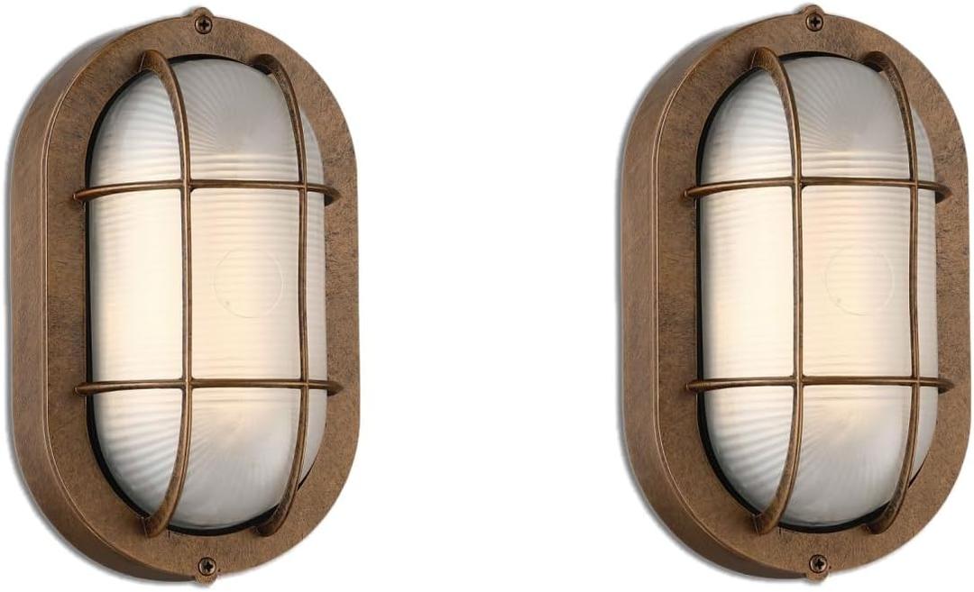 WISBEAM 2 Pack LED Bulkhead Light Bronze, Outdoor LED Wall Light for House, Dimmable, 6W Replace 60W, 450 Lumen 3000K Daylight White 80CRI, Waterproof, ETL Rated