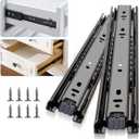 YENUO 10 Pairs Full Extension Drawer Slides Side Mount 10 12 14 16 18 20 22 24 Inch Ball Bearing Dresser Cabinet Kitchen Rails Track Guide Glides Runners Heavy Duty 100 Lb (Black- 10 PRS,12 Inch)