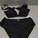 Women's High Waisted Bikini Set Mesh Tummy Control Bathing Suits 2 Piece Halter V Neck Swimsuits Large