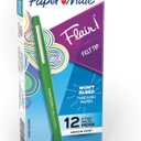 Paper Mate Flair Felt Tip Pens, Medium Point (0.7mm), Green Ink, 12 Count - Writing, Journaling, Desk Supplies