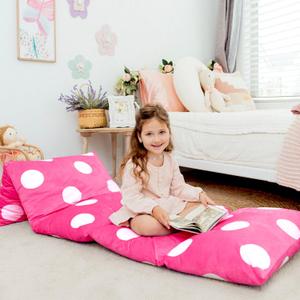 Butterfly Craze Floor Pillow Case, Mattress Bed Lounger Cover, Polka Hot Pink, King Size - Cozy Seating Solution for Kids & Adults, Recliner Cushion, for Reading, TV Time (Pillow Not Included)