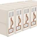 6 Pack Foldable Bed Sheets Set Organizers and Storage(King & Queen Size),Linen Fabric Closet Organizers with Window,Folding Bedding Storage Box for Bedsheets and Pillow Cube Organizer-Beige