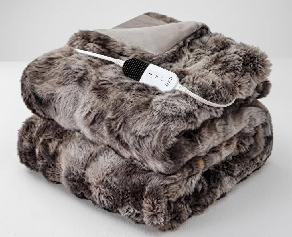 ZonLi 2-in-1 Weighted Heated Blanket for Back Pain, Heated Weighted Blankets(60”x80”, 20lbs), 6 Heating Levels 1-10H Auto Off, Soft Bubble Fleece Washable, Queen Size Chirstmas Blanket for Family