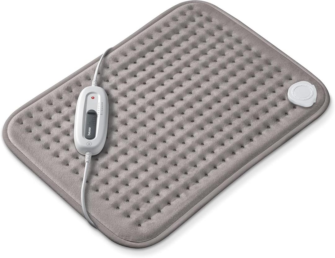 Beurer Small Ultra-Soft Fast Heating Pad for Neck, Elbow, Knee, Shoulder, Cramps and Back Pain Relief, 6 Temperature Settings, Machine Washable, Auto Shut-Off, Overheat Protection, Grey