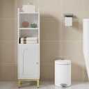 Bathroom Storage Cabinet, Small Corner Floor Cabinet with Door and Shelves, Narrow Toilet Paper Holder, Bathroom Organizer with Adjustable Shelf, for Small Spaces, White BC38213G