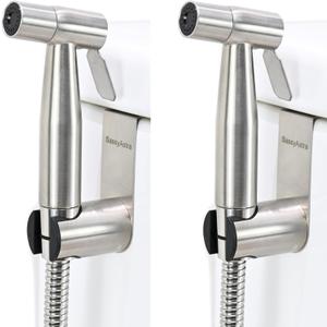 Handheld Toilet Bidet Sprayer Adjustable Water Pressure, with Hose, Feminine & Pet Wash Kit, Bathroom Hygiene Attachment for Cloth Diaper Cleaning (Quick Install, Stainless Steel) 2Pack