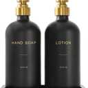 Prus Waso Soap Dispenser Bathroom Set, Hand and Lotion Dispenser with Stainless Steel Pump, Perfect for Black and Gold Bathroom Decor. (Gold & Black)