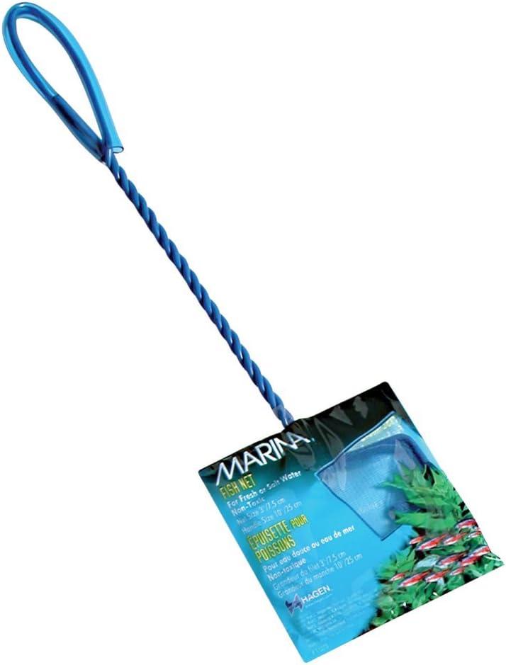 Marina 5-Inch Blue Fine Nylon Net with 10-Inch Handle, Aquarium Maintenance Tool, Blue, 11275