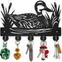 MAYJOYDIY Wooden Wild Duck Reed Coat Hooks Mallard Duck Reeds Key Holder for Wall 11.87.9inch Decorative Gift Lake Wall Key Rack Organizer 5 Alloy Hooks for Farm Kitchen Entryway Office