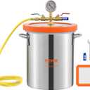 VEVOR 5 Gallon Vacuum Chamber, Upgraded Tempered Glass Lid Vacuum Degassing Chamber, 304 Stainless Steel Chamber, for Stabilizing Wood, Resin Degassing, Silicone Degassing and Plaster Degassing
